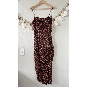 By Anthropologie Sleeveless Draped Back Asymmetrical Floral Slip Dress NWT 6